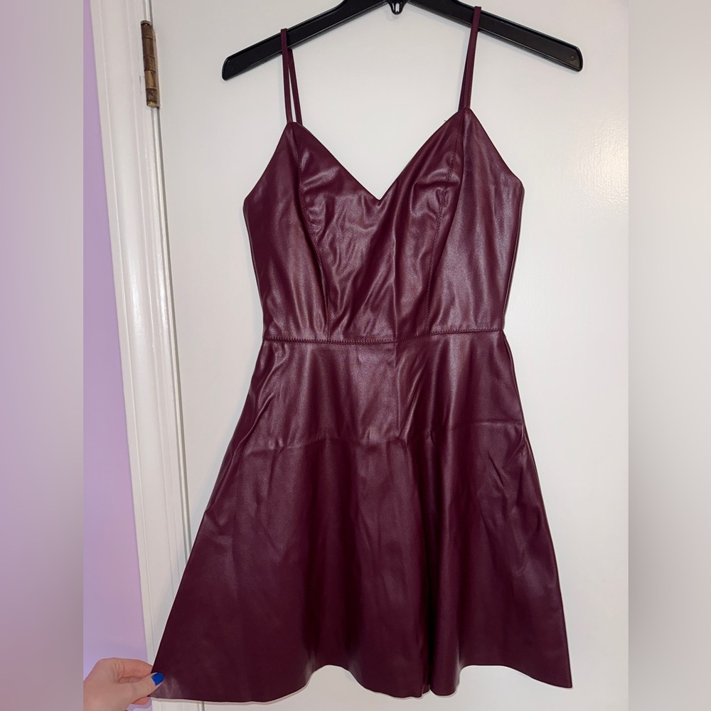 Leather Wine Colored Dress